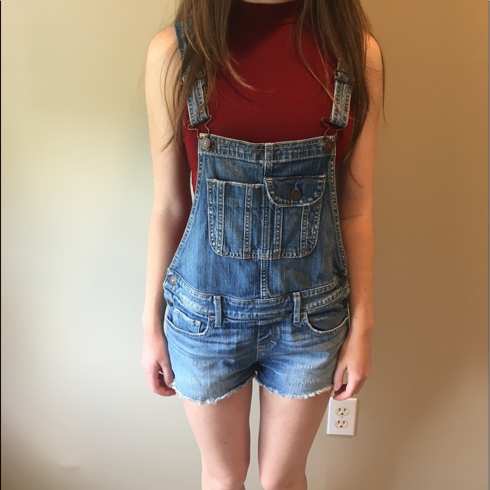 Denim short overalls